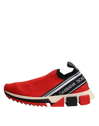 Dolce &amp; Gabbana Red Sorrento Slip On Low Top Sneakers Shoes