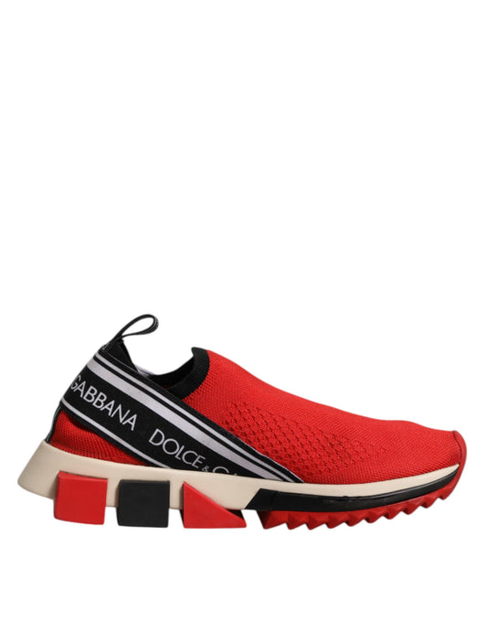 Dolce &amp; Gabbana Red Sorrento Slip On Low Top Sneakers Shoes