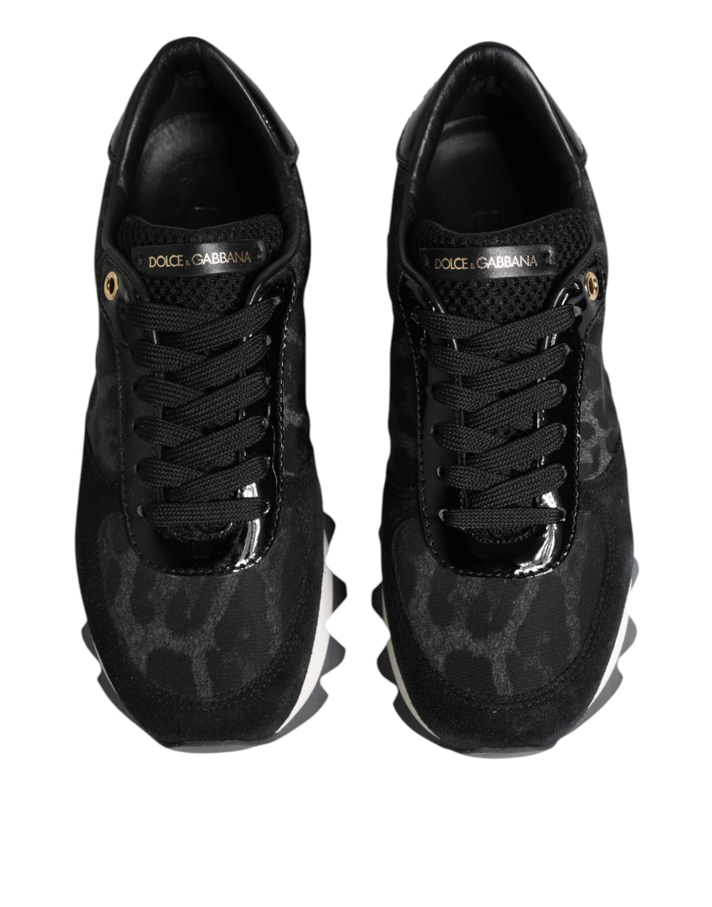 Dolce &amp; Gabbana Black Gray Leopard Low Top Sneakers Shoes