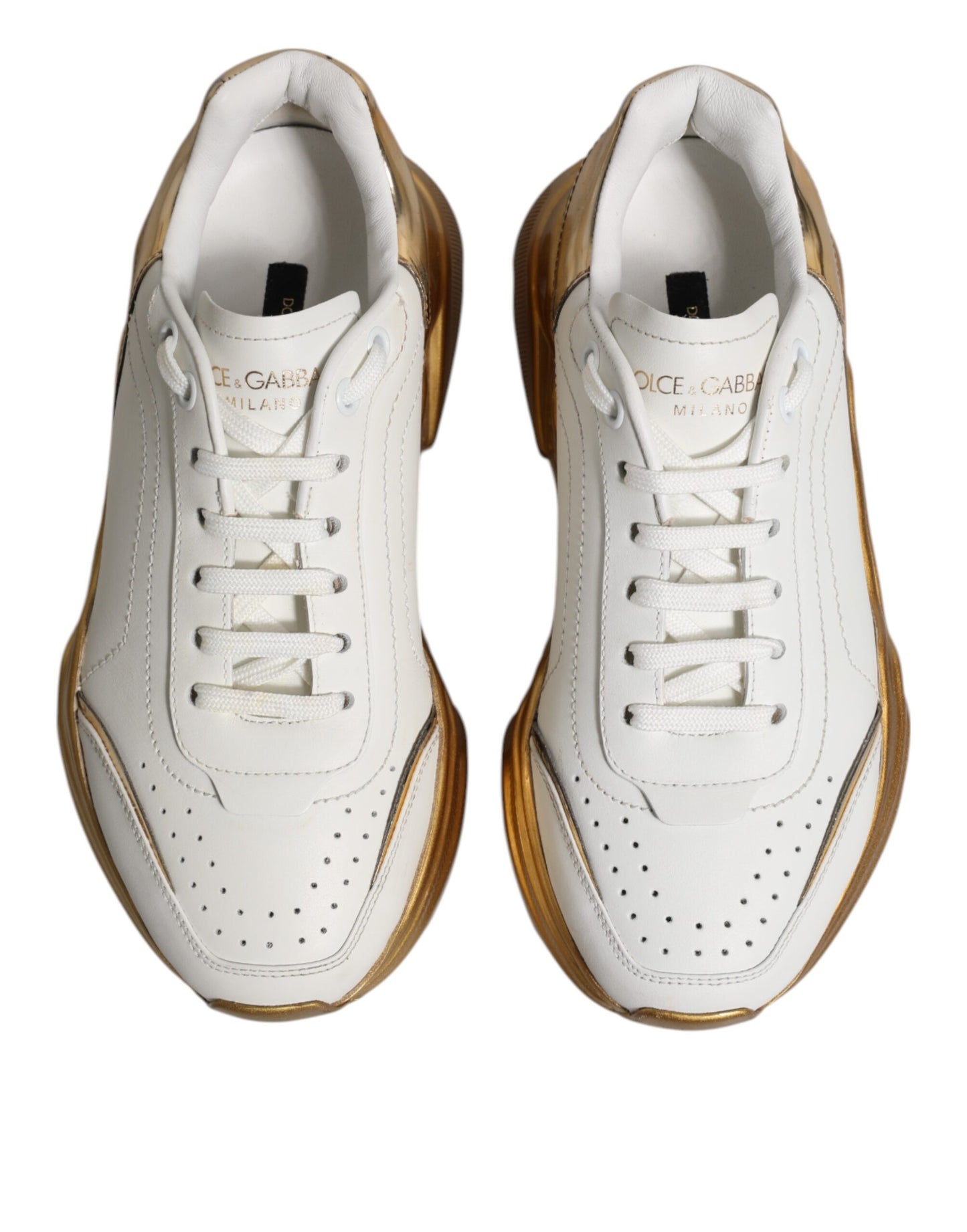 Dolce &amp; Gabbana White Gold Daymaster Low Top Sneakers Shoes
