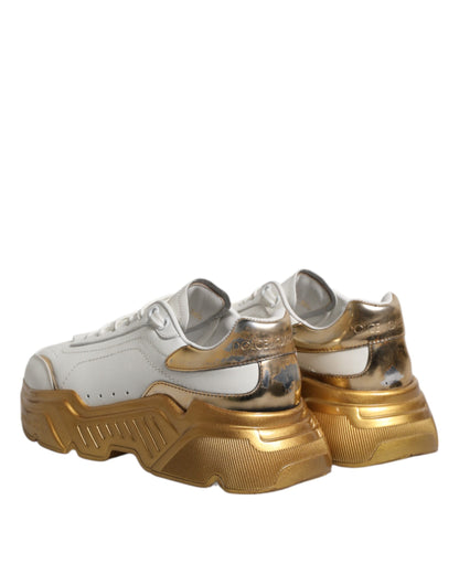 Dolce &amp; Gabbana White Gold Daymaster Low Top Sneakers Shoes