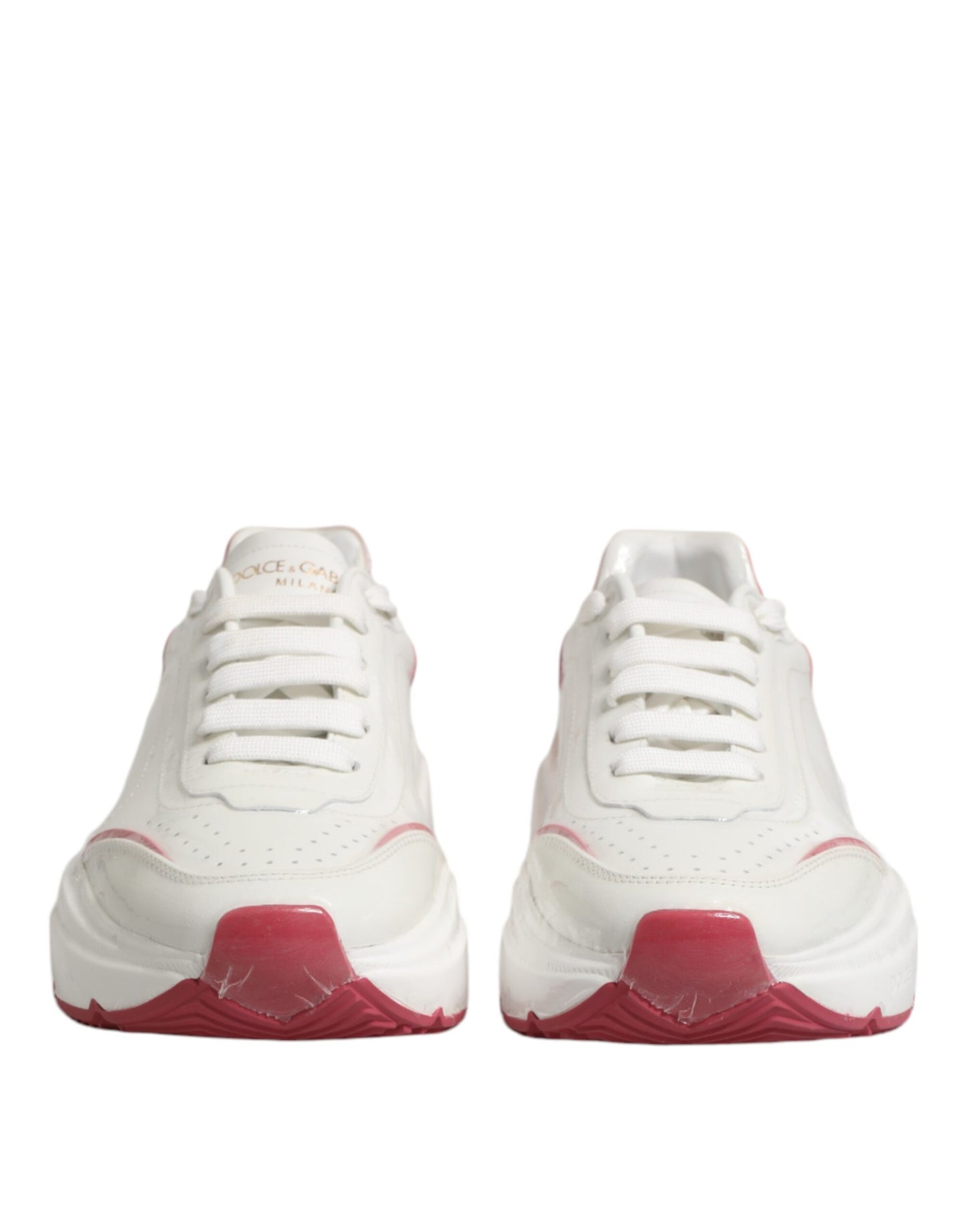 Dolce &amp; Gabbana White Pink Daymaster Low Top Sneakers Shoes