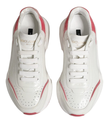 Dolce &amp; Gabbana White Pink Daymaster Low Top Sneakers Shoes