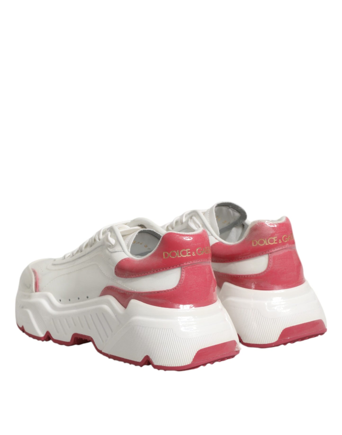 Dolce &amp; Gabbana White Pink Daymaster Low Top Sneakers Shoes