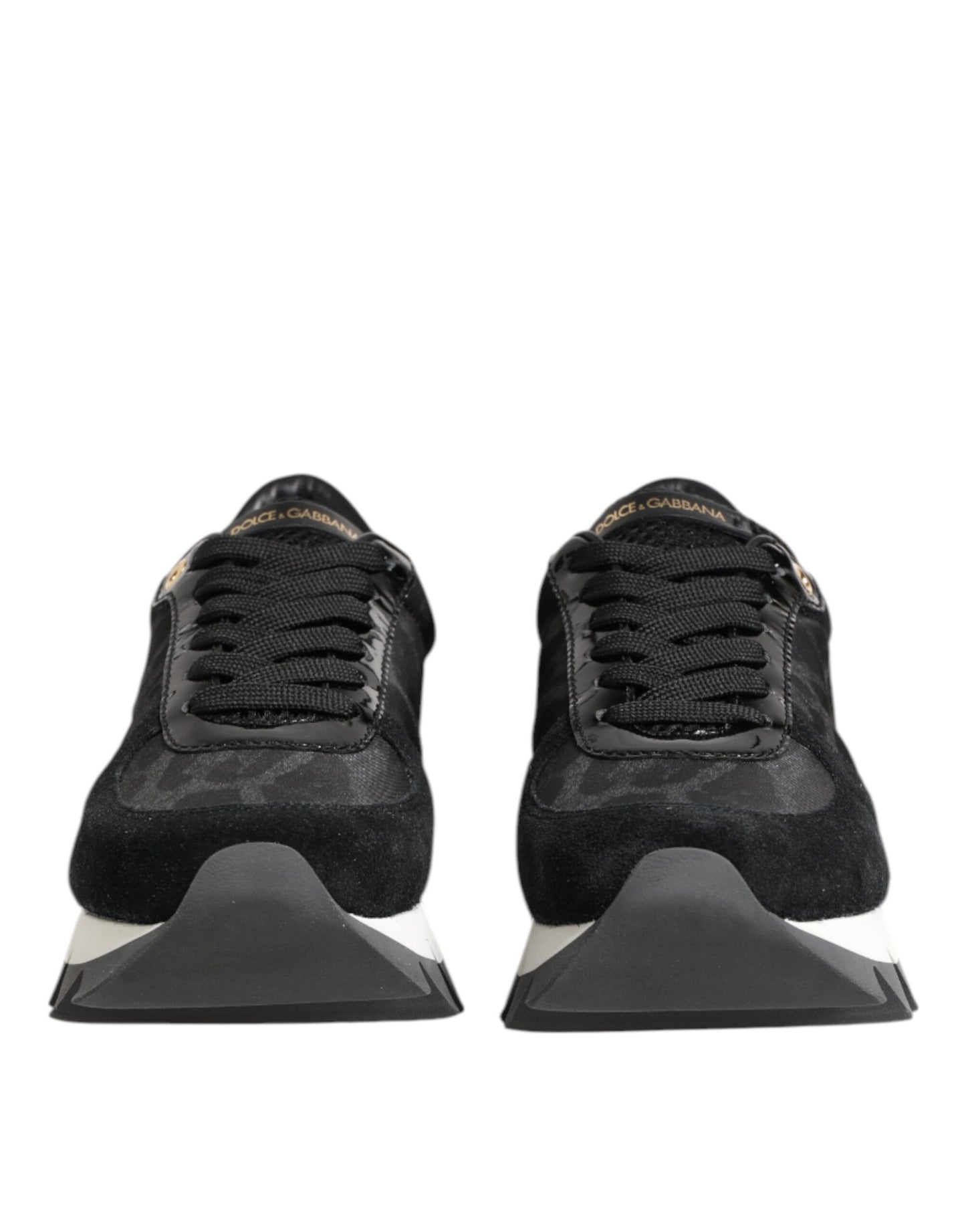 Dolce &amp; Gabbana Black Gray Leopard Low Top Sneakers Shoes