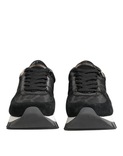 Dolce &amp; Gabbana Black Gray Leopard Low Top Sneakers Shoes