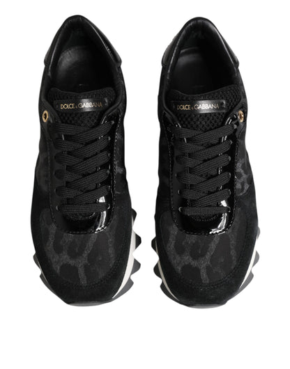 Dolce &amp; Gabbana Black Gray Leopard Low Top Sneakers Shoes