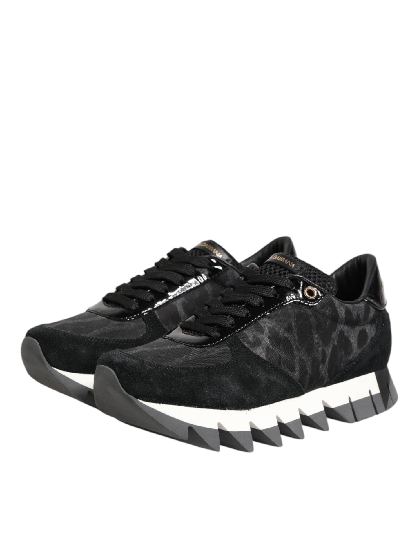 Dolce &amp; Gabbana Black Gray Leopard Low Top Sneakers Shoes