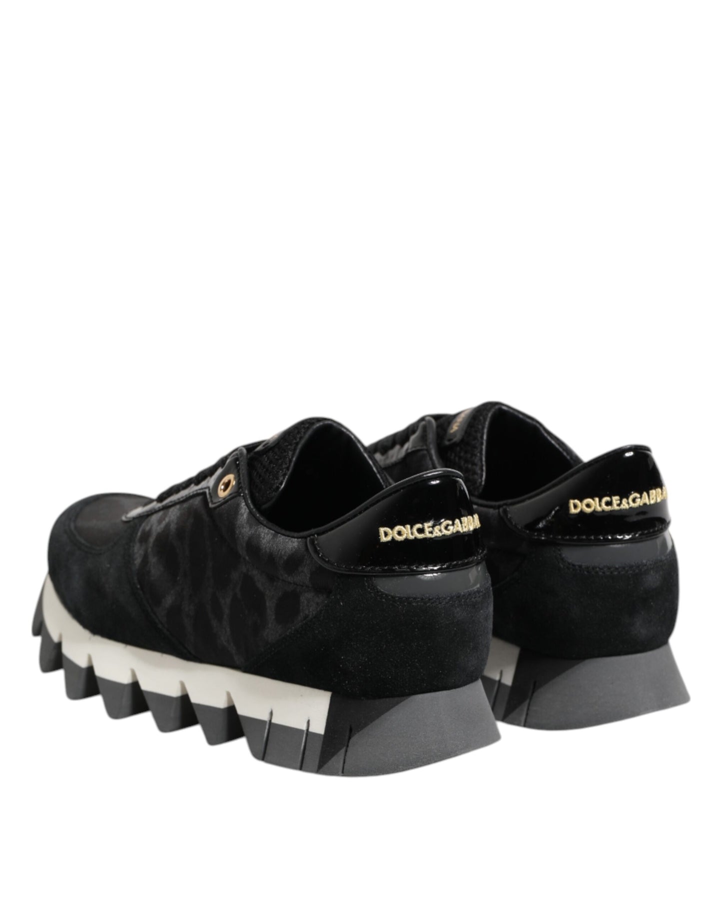Dolce &amp; Gabbana Black Gray Leopard Low Top Sneakers Shoes