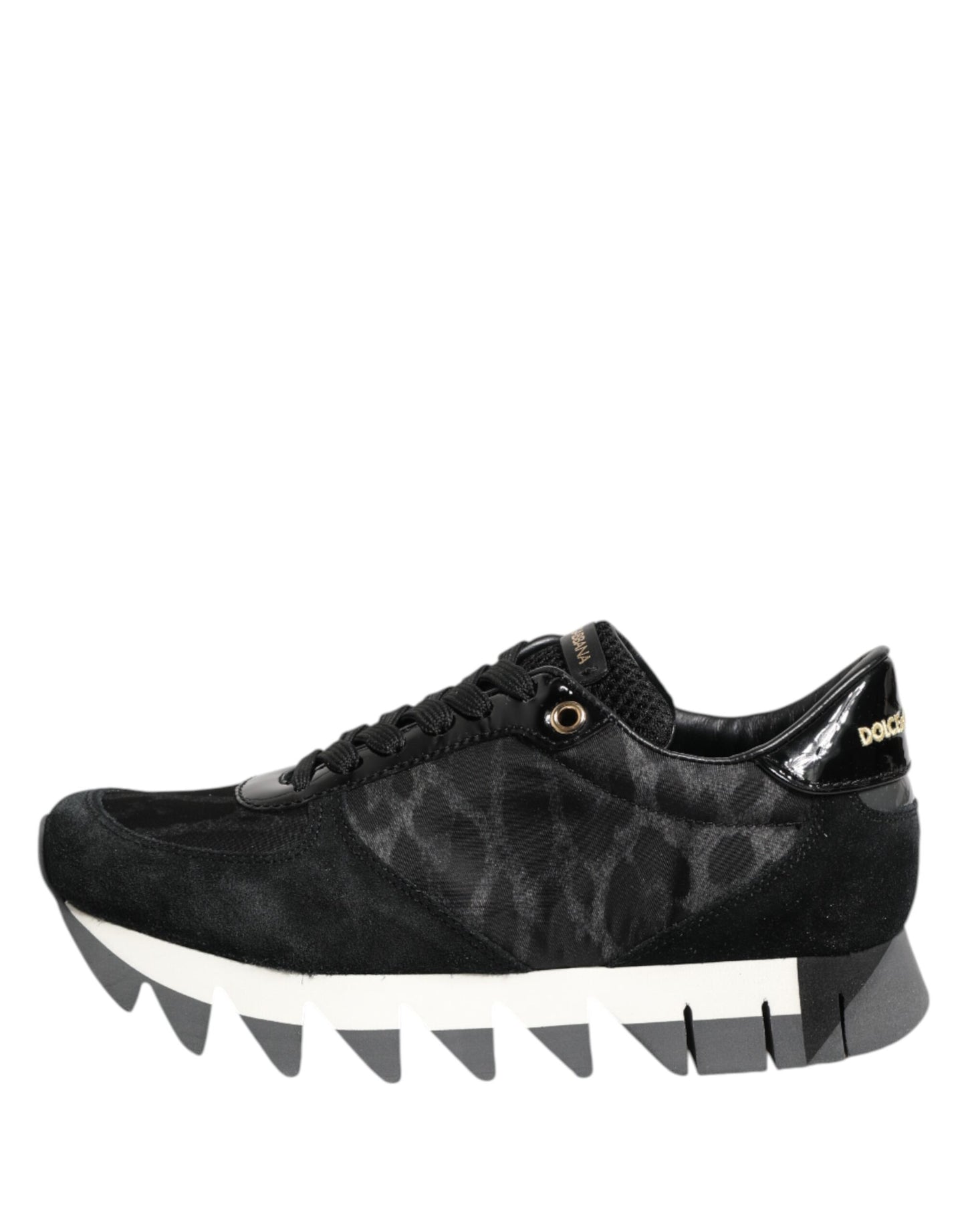 Dolce &amp; Gabbana Black Gray Leopard Low Top Sneakers Shoes
