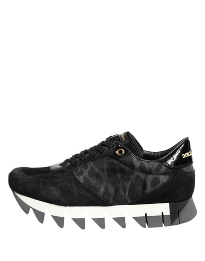 Dolce &amp; Gabbana Black Gray Leopard Low Top Sneakers Shoes