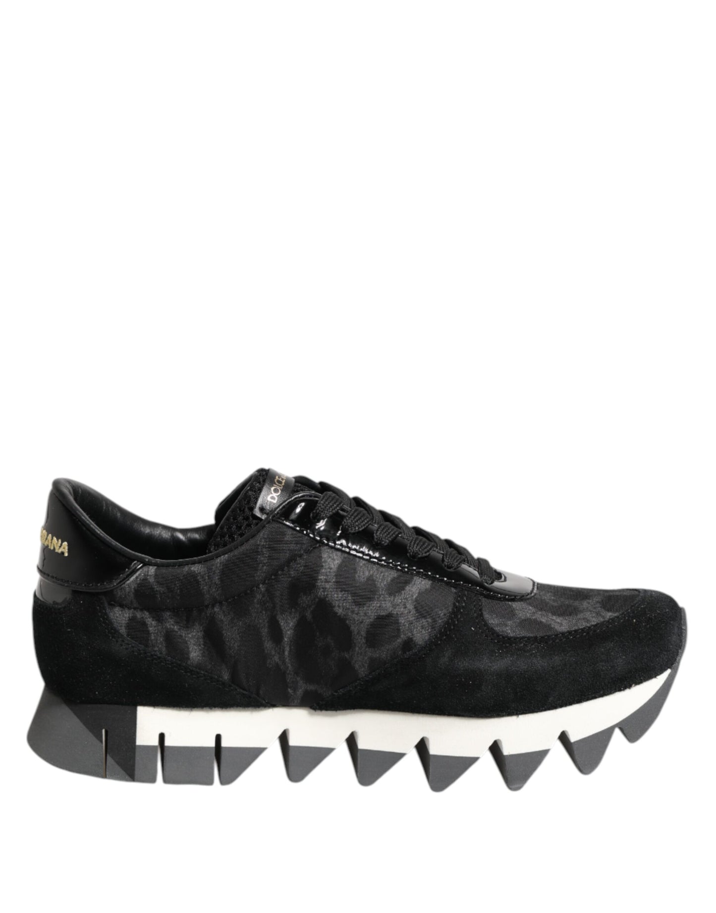 Dolce &amp; Gabbana Black Gray Leopard Low Top Sneakers Shoes