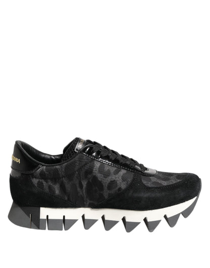 Dolce &amp; Gabbana Black Gray Leopard Low Top Sneakers Shoes