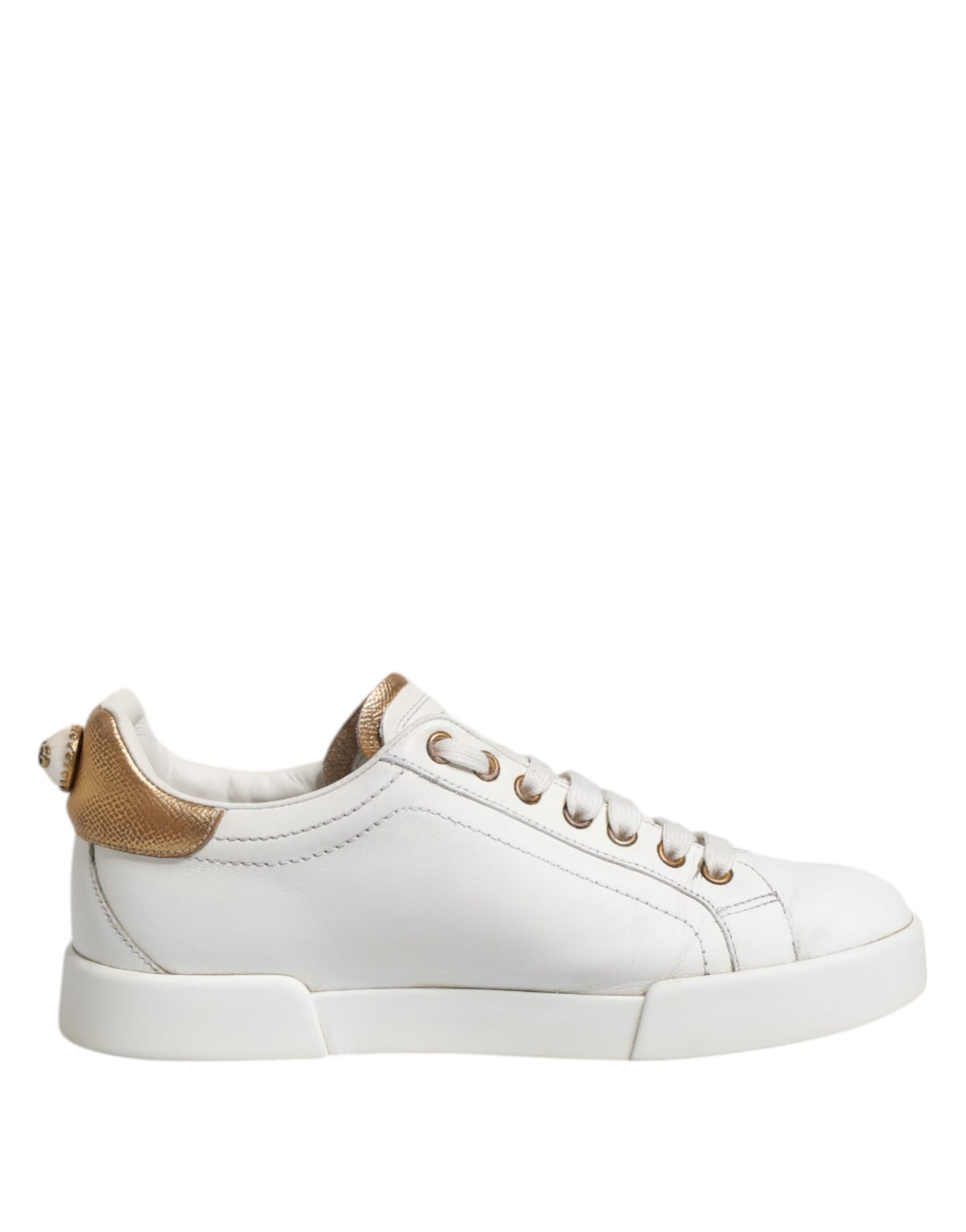 Dolce &amp; Gabbana White Leather Low Top Women Sneakers Shoes