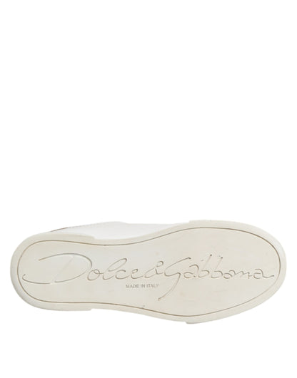 Dolce &amp; Gabbana White Leather Low Top Women Sneakers Shoes