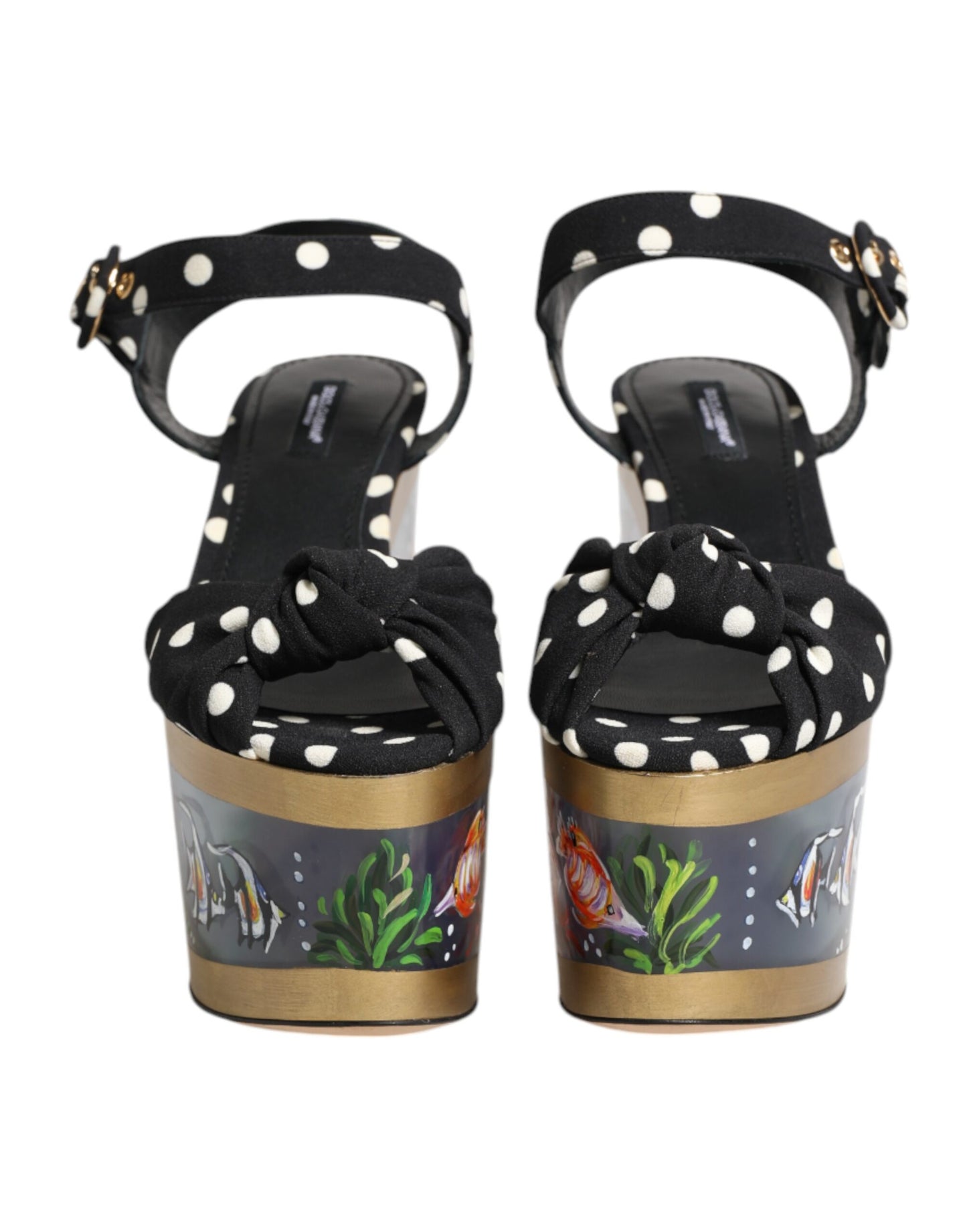 Dolce &amp; Gabbana Multicolor Fish Polka Dot Wedge Sandals Shoes