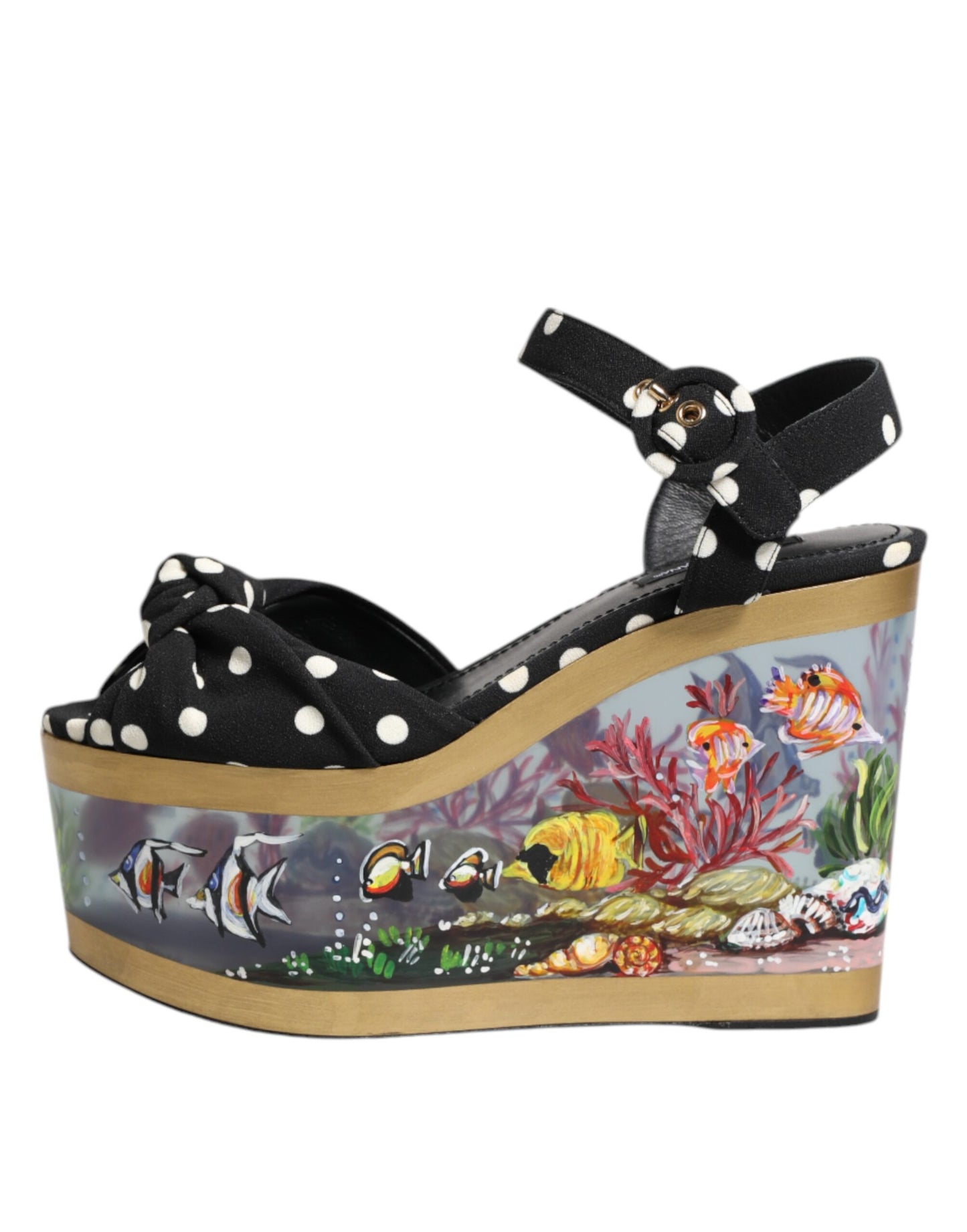 Dolce &amp; Gabbana Multicolor Fish Polka Dot Wedge Sandals Shoes