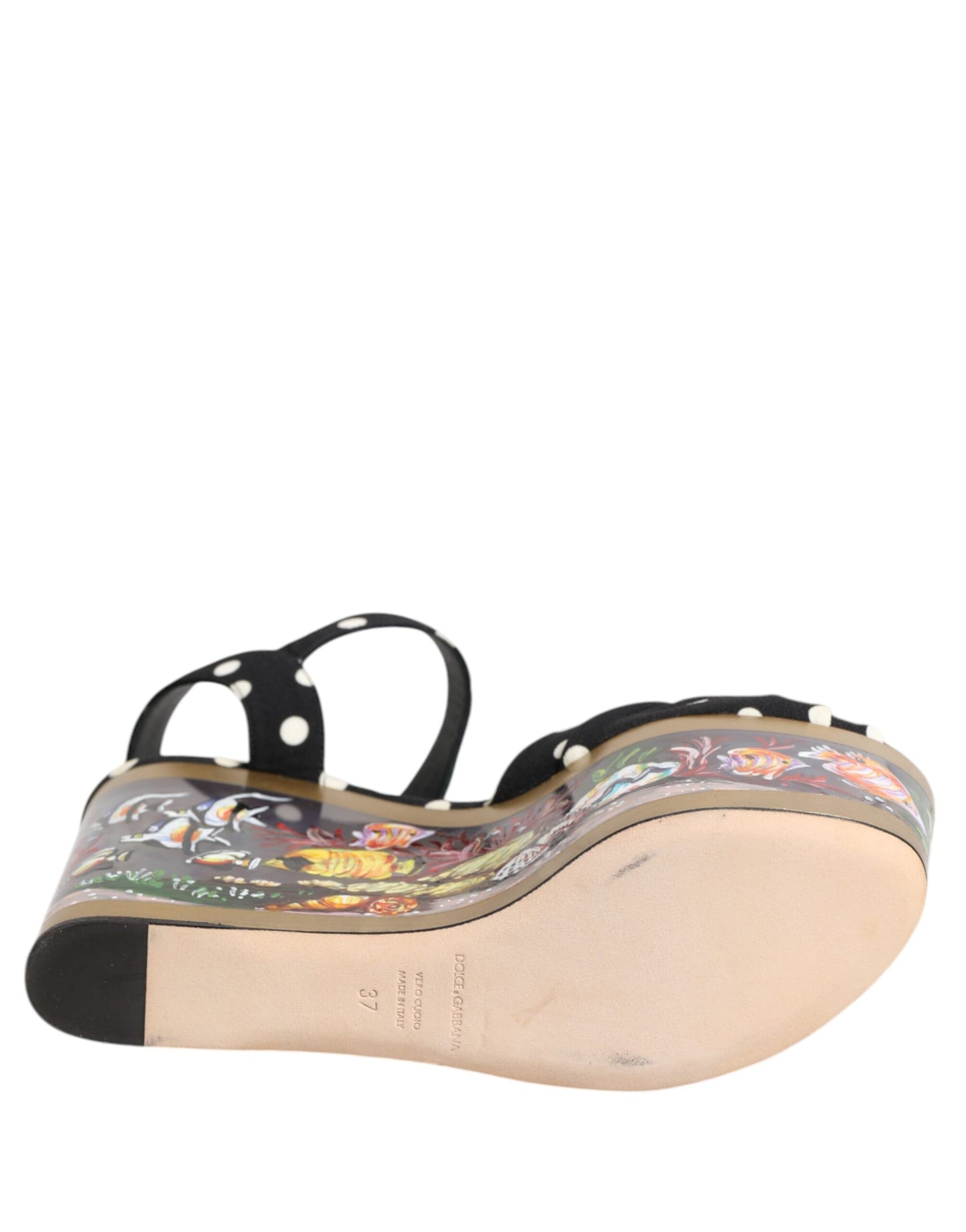 Dolce &amp; Gabbana Multicolor Fish Polka Dot Wedge Sandals Shoes