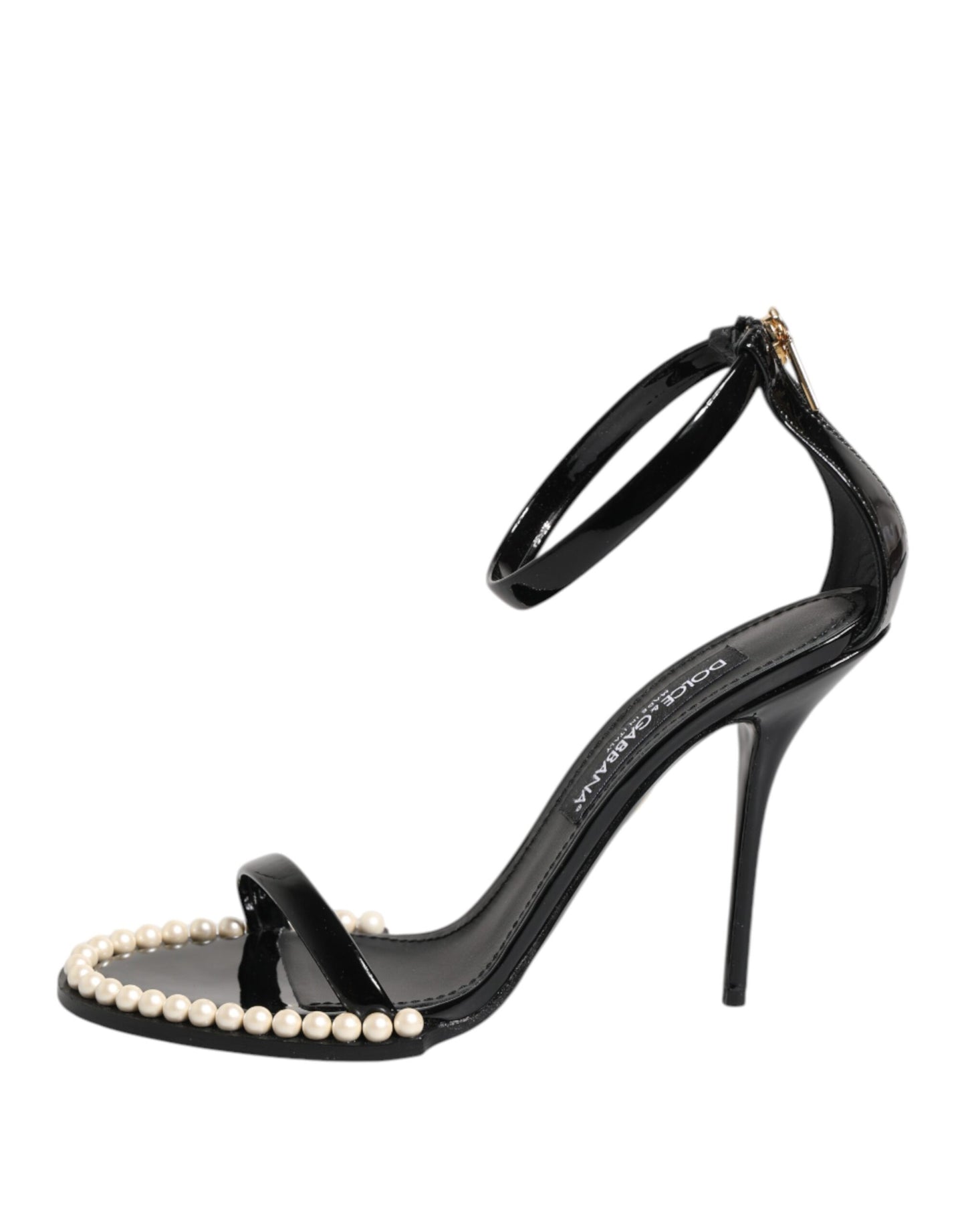Dolce &amp; Gabbana Black KEIRA Pearl Embellished Sandals Shoes