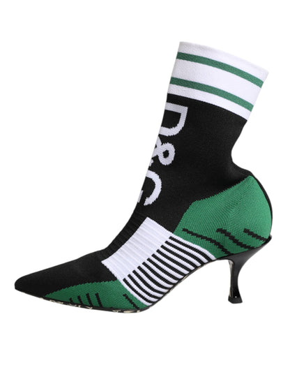 Dolce &amp; Gabbana Green Stretch Sock Style Ankle Boots Shoes