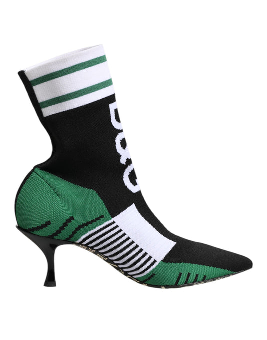 Dolce &amp; Gabbana Green Stretch Sock Style Ankle Boots Shoes