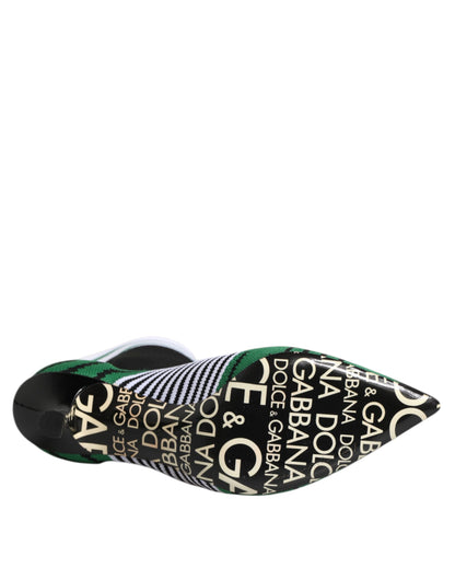 Dolce &amp; Gabbana Green Stretch Sock Style Ankle Boots Shoes