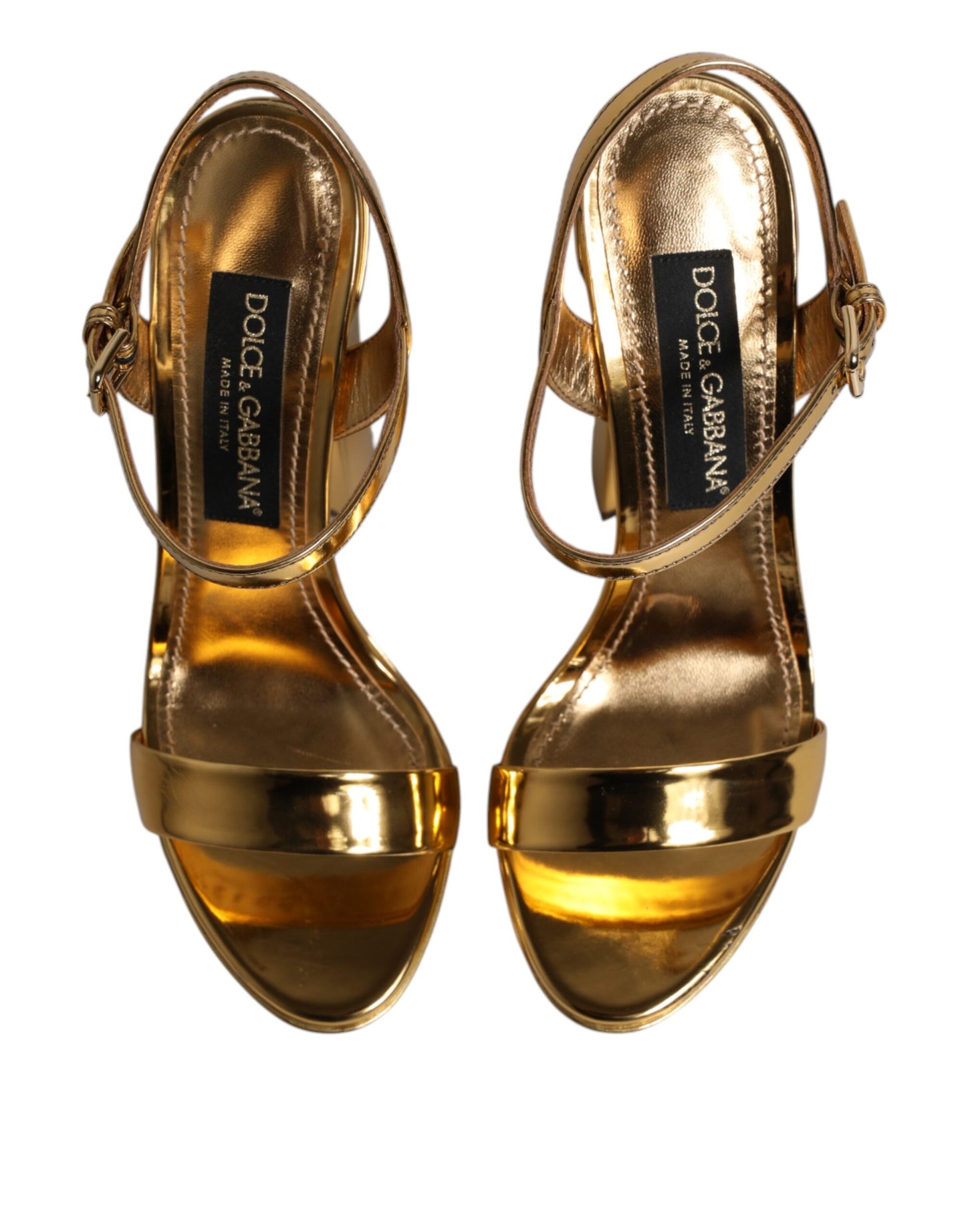Dolce &amp; Gabbana Gold Leather Platform Keira Sandals Shoes