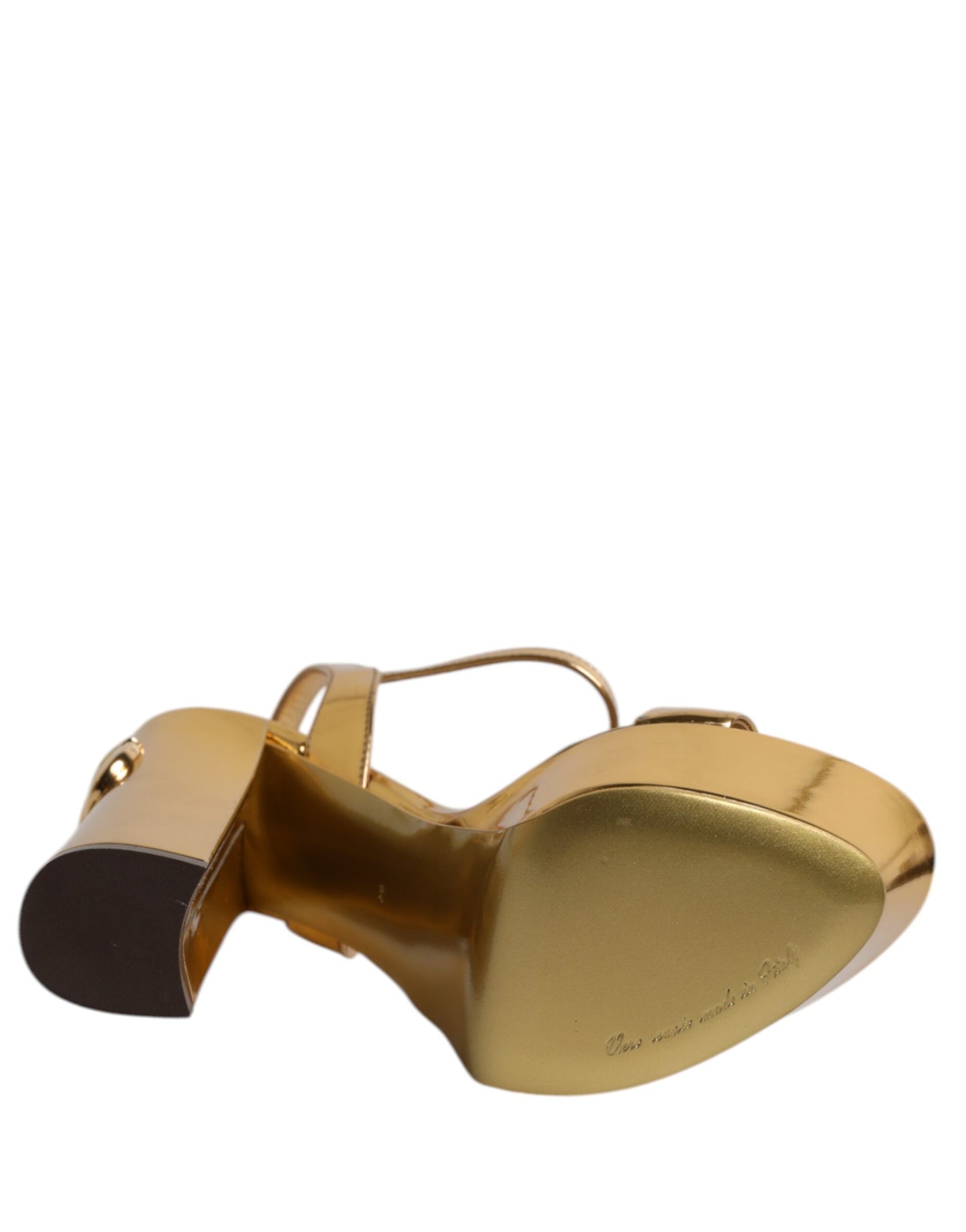 Dolce &amp; Gabbana Gold Leather Platform Keira Sandals Shoes