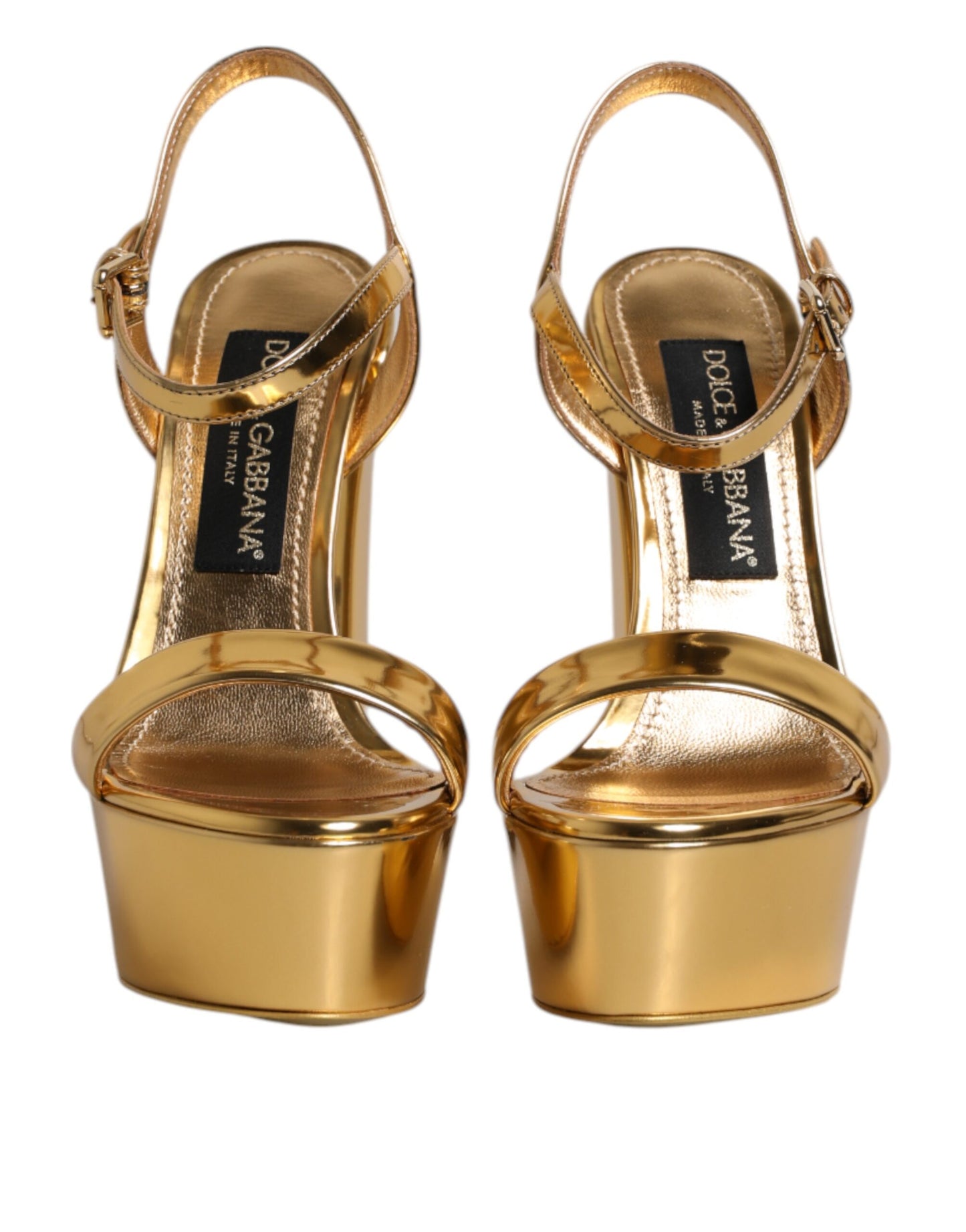 Dolce &amp; Gabbana Gold Leather Platform Keira Sandals Shoes