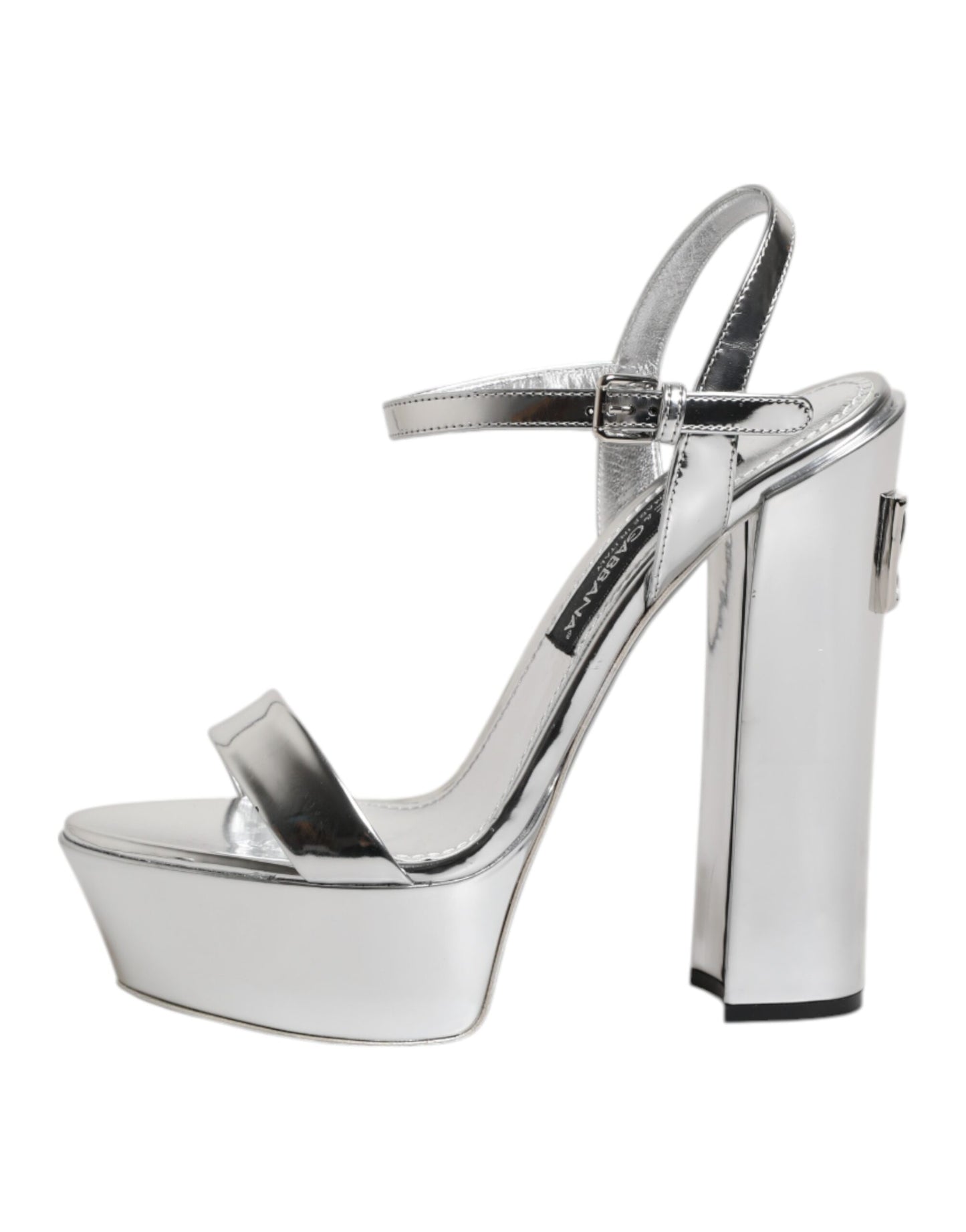 Dolce &amp; Gabbana Silver Leather Platform Keira Sandals Shoes