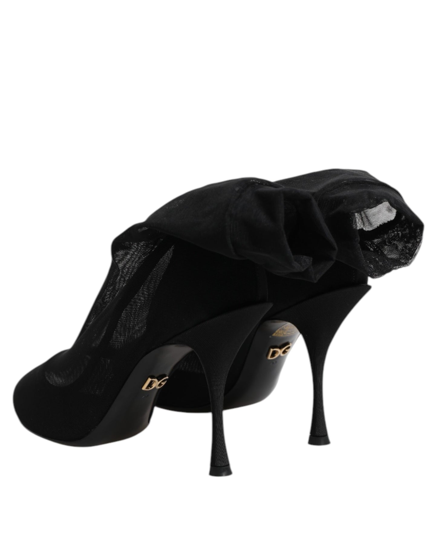 Dolce &amp; Gabbana Black Silk Stretch Mesh Sock Boots Shoes