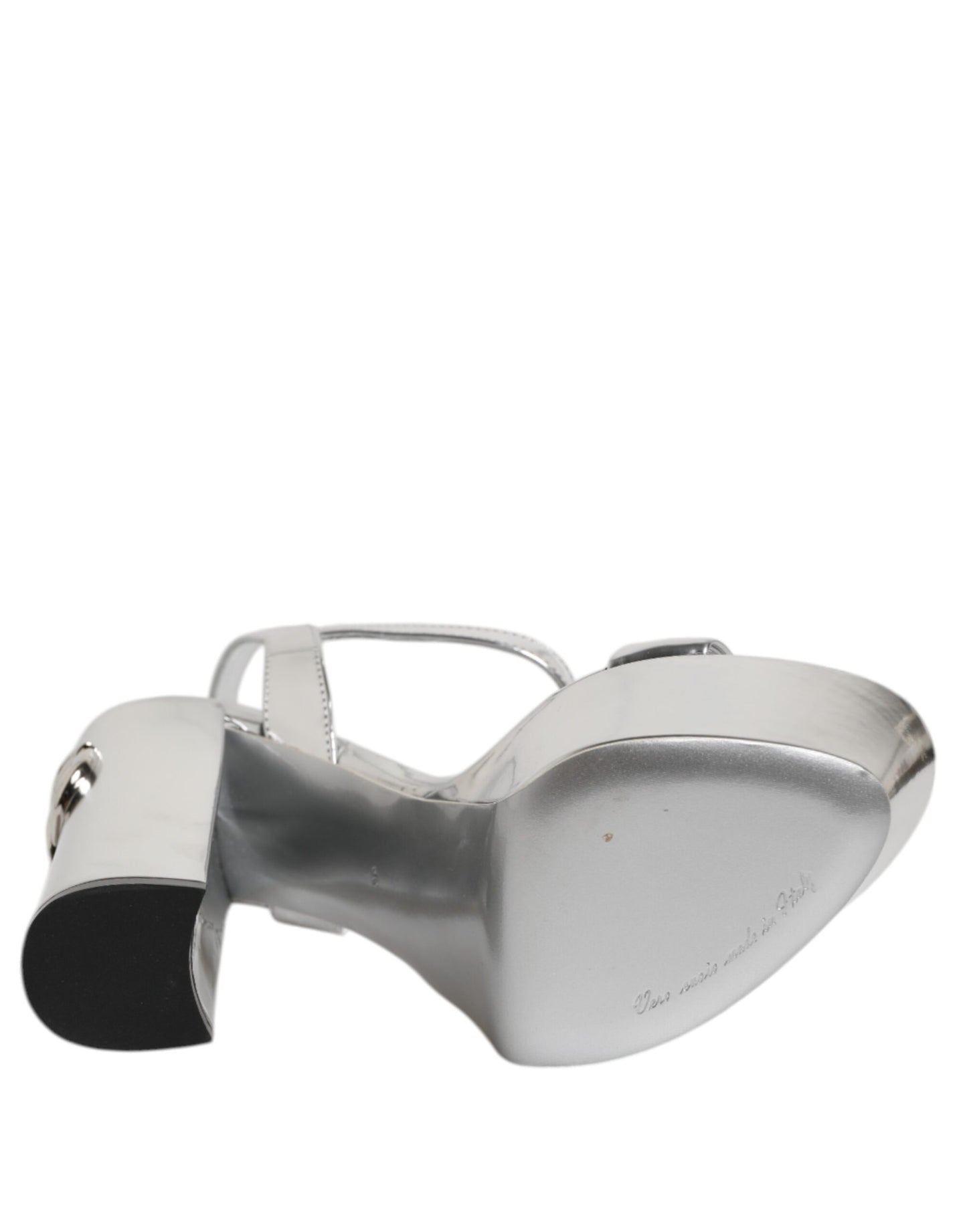 Dolce &amp; Gabbana Silver Leather Platform Keira Sandals Shoes