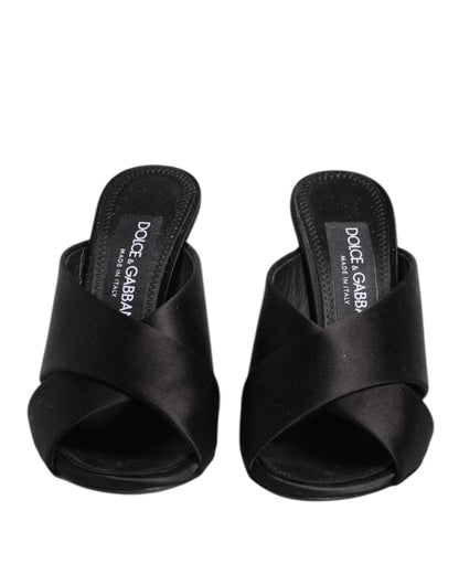 Dolce &amp; Gabbana Black Keira Baroque High Heel Sandals Shoes
