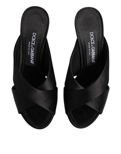 Dolce &amp; Gabbana Black Keira Baroque High Heel Sandals Shoes