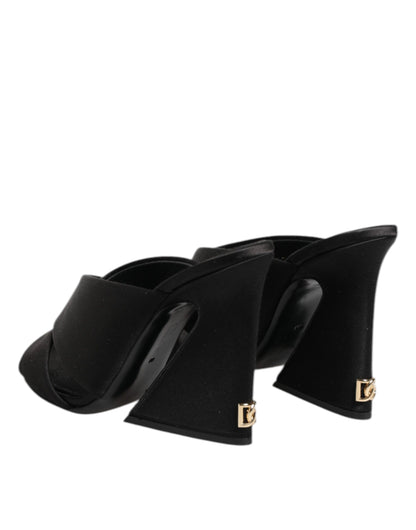 Dolce &amp; Gabbana Black Keira Baroque High Heel Sandals Shoes
