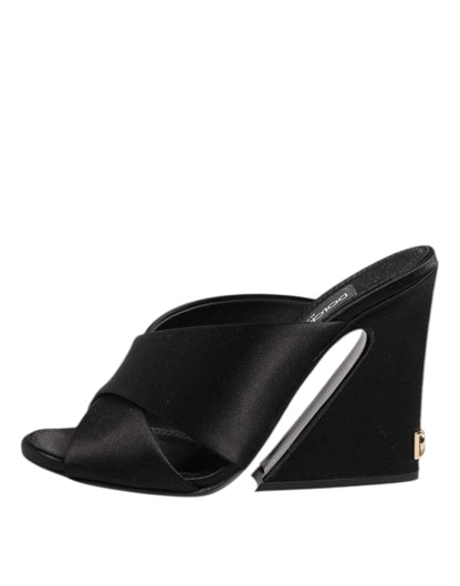 Dolce &amp; Gabbana Black Keira Baroque High Heel Sandals Shoes