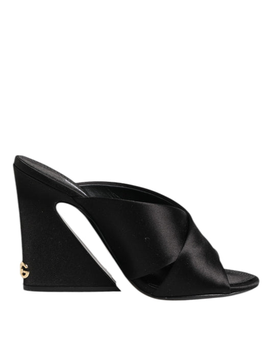 Dolce &amp; Gabbana Black Keira Baroque High Heel Sandals Shoes