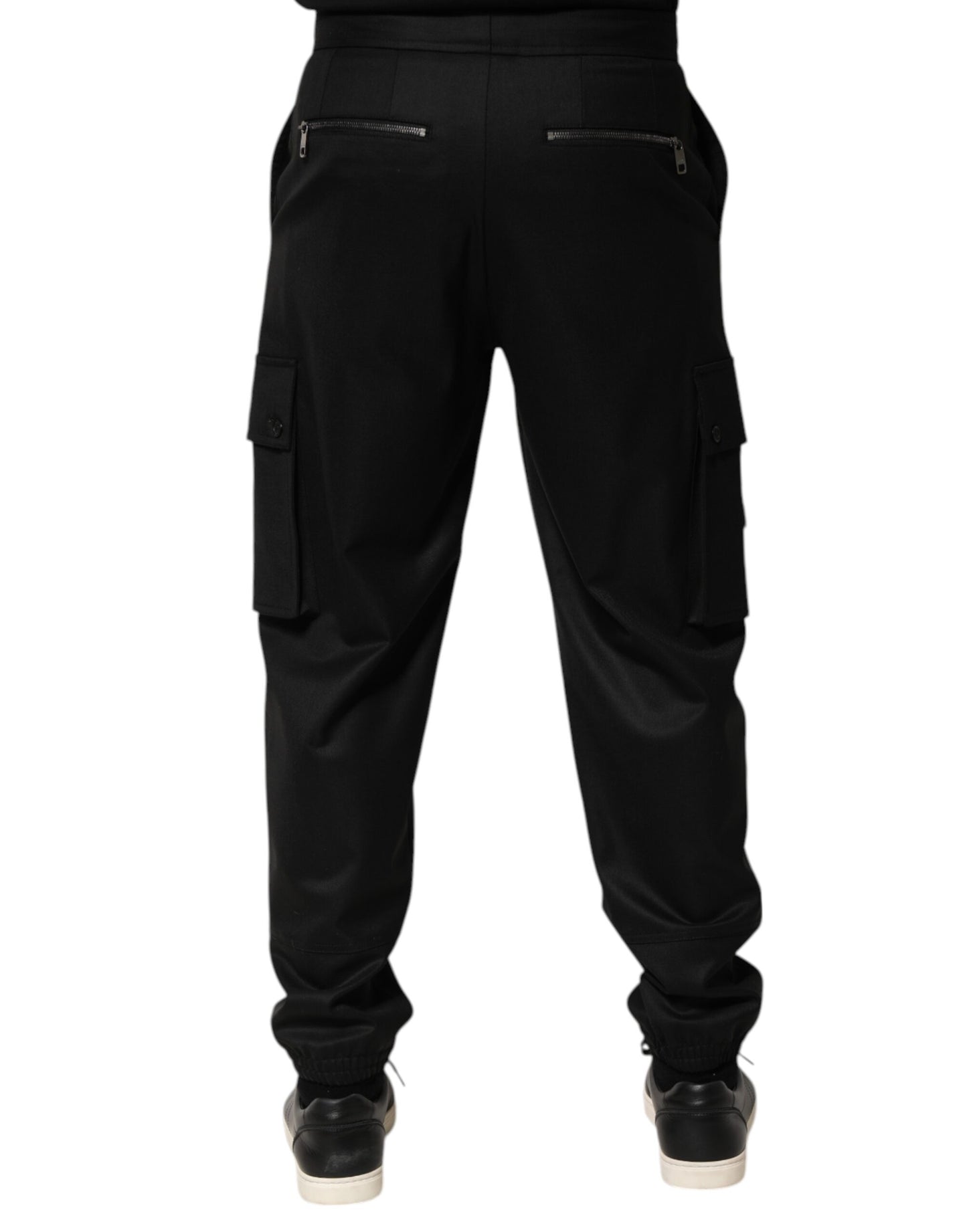 Dolce &amp; Gabbana Solid Black Cargo Jogger Men Sweatpants Pants