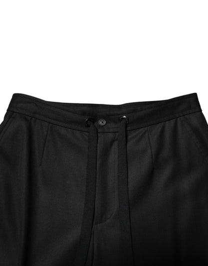 Dolce &amp; Gabbana Solid Black Cargo Jogger Men Sweatpants Pants