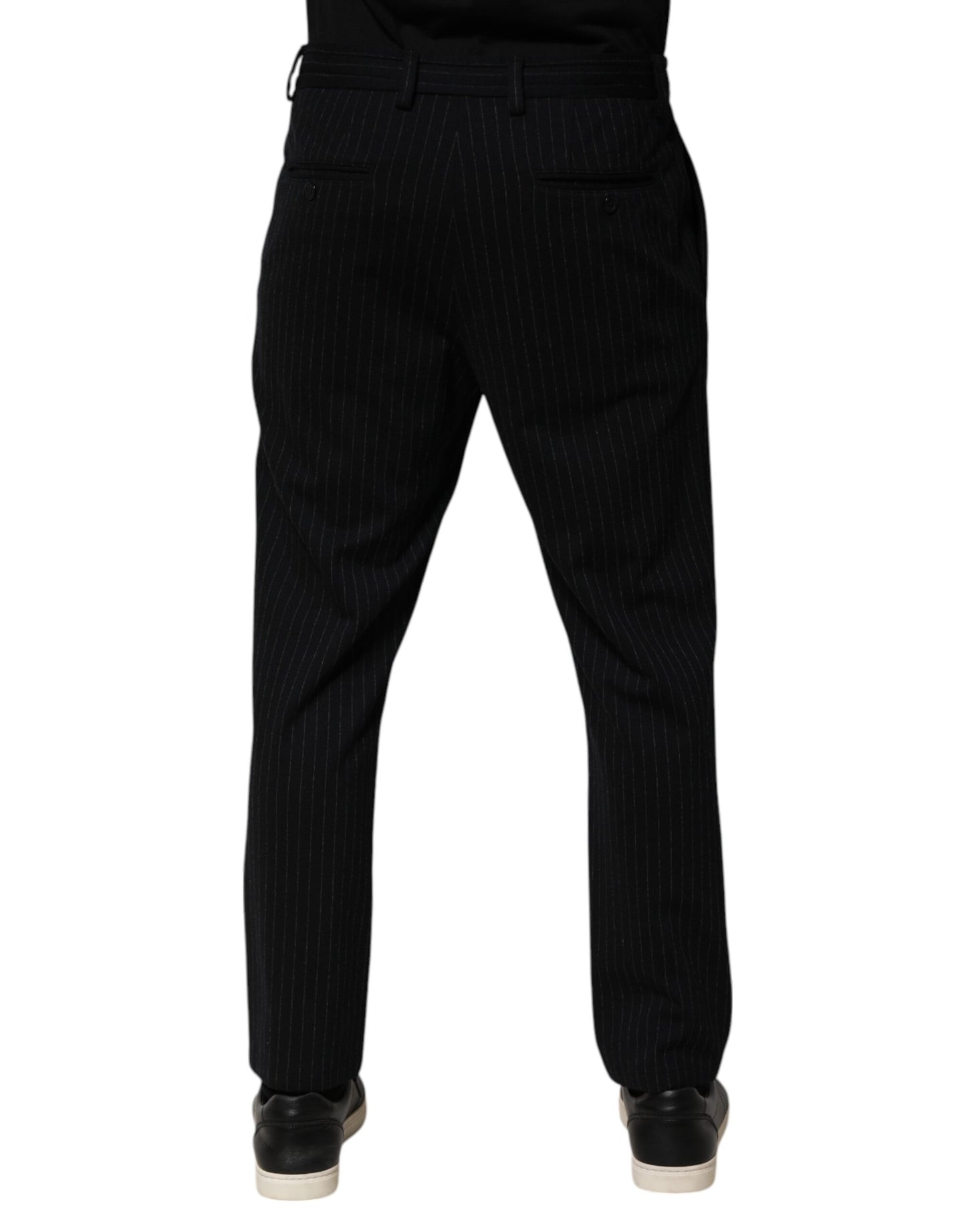Dolce &amp; Gabbana Black Stripes Viscose Skinny Dress Men Pants