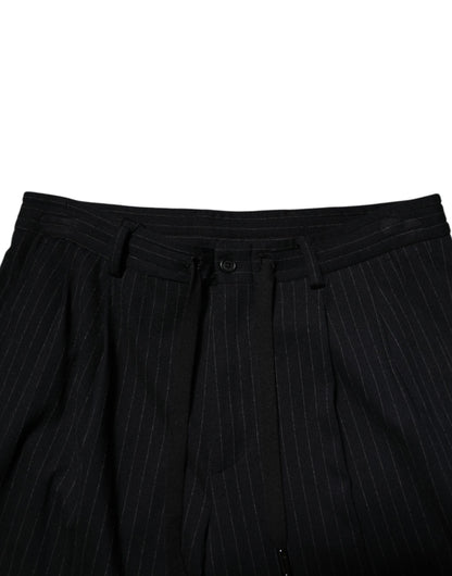 Dolce &amp; Gabbana Black Stripes Viscose Skinny Dress Men Pants