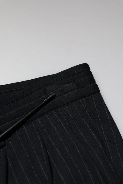 Dolce &amp; Gabbana Black Stripes Viscose Skinny Dress Men Pants