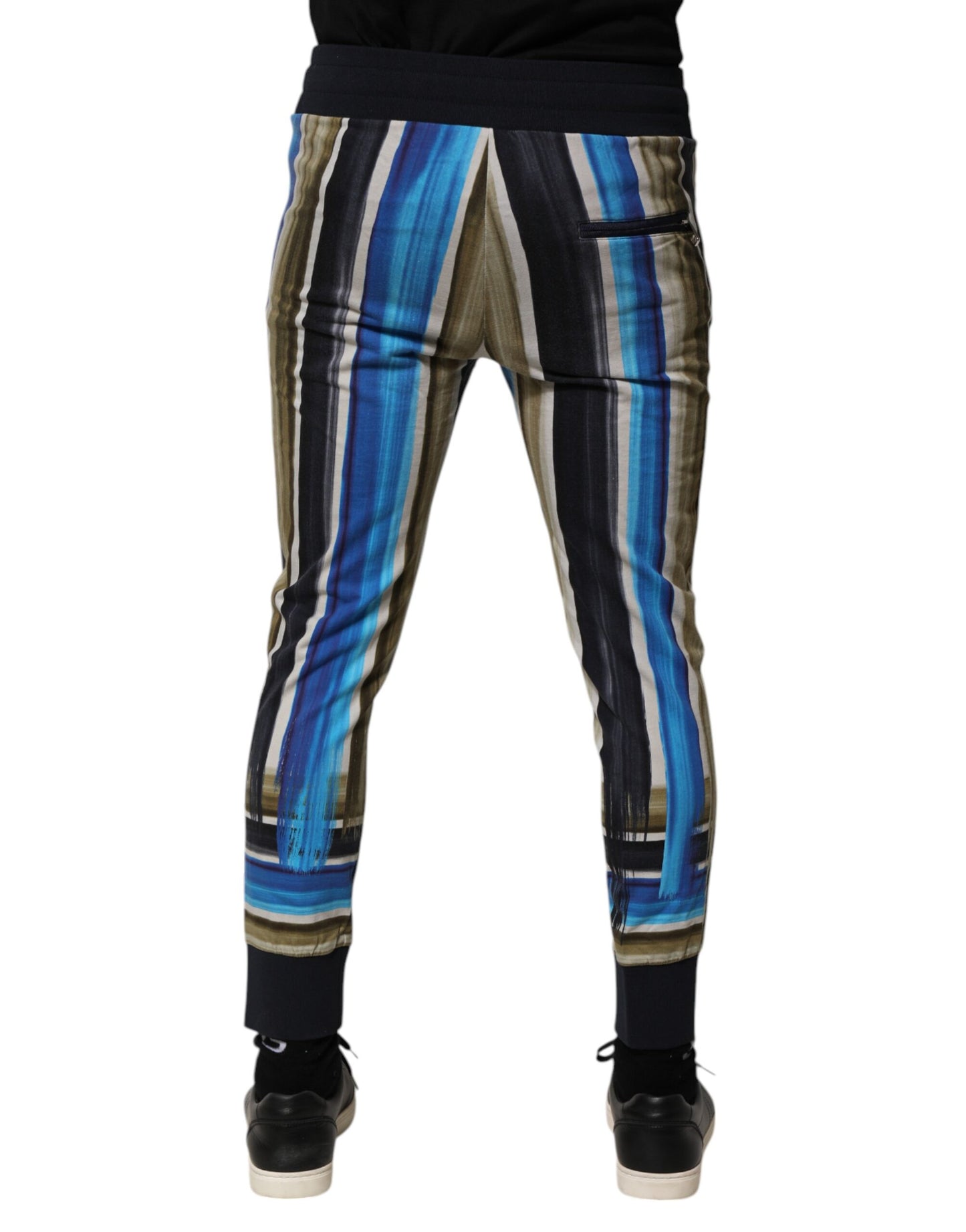 Dolce &amp; Gabbana Multicolor Stripes DG Logo Cotton Skinny Pants