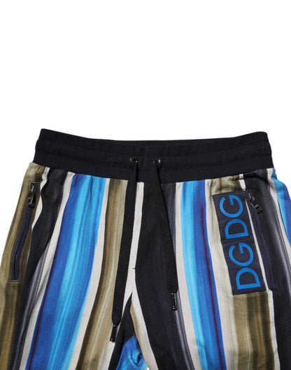 Dolce &amp; Gabbana Multicolor Stripes DG Logo Cotton Skinny Pants