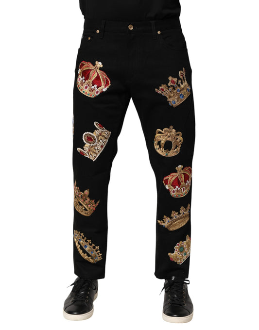 Dolce &amp; Gabbana Black Baroque Royal Men Dress Trouser Pants