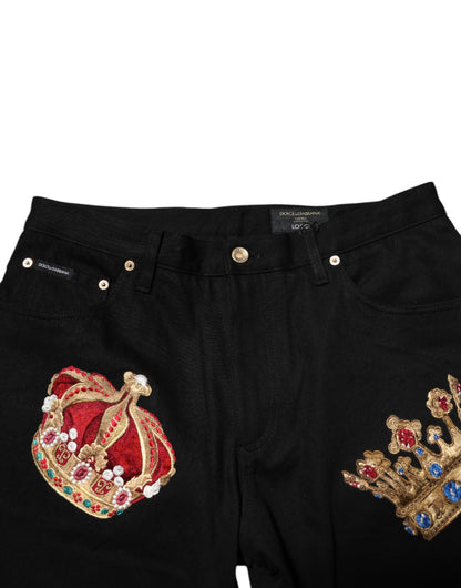 Dolce &amp; Gabbana Black Baroque Royal Men Dress Trouser Pants