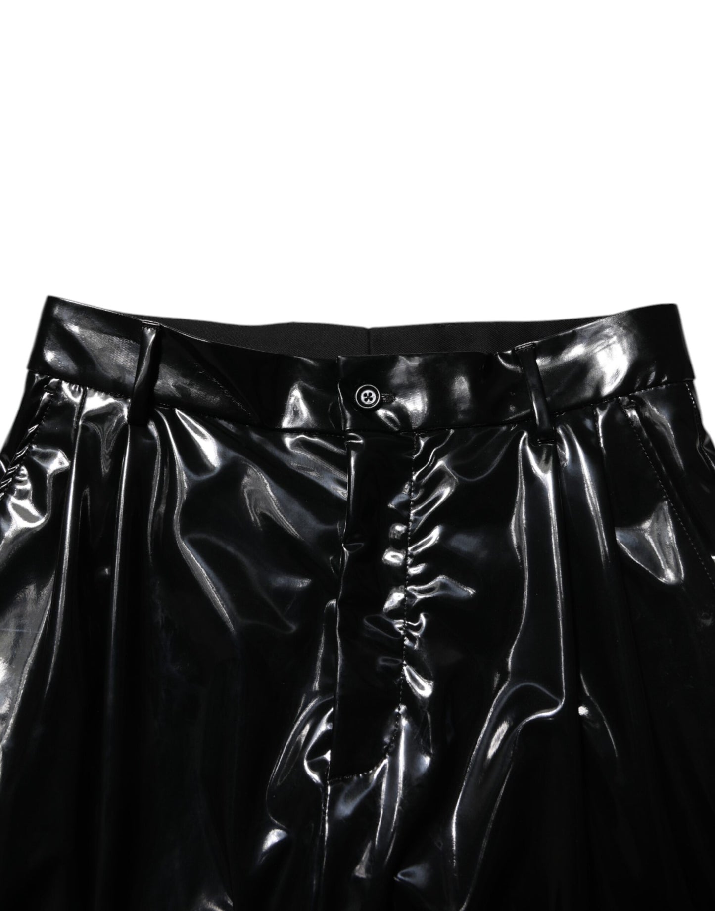 Dolce &amp; Gabbana Black Polyester Mid Waist Men Trouser Pants