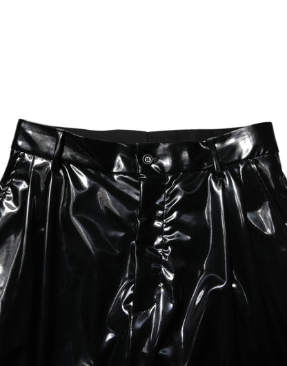 Dolce &amp; Gabbana Black Polyester Mid Waist Men Trouser Pants