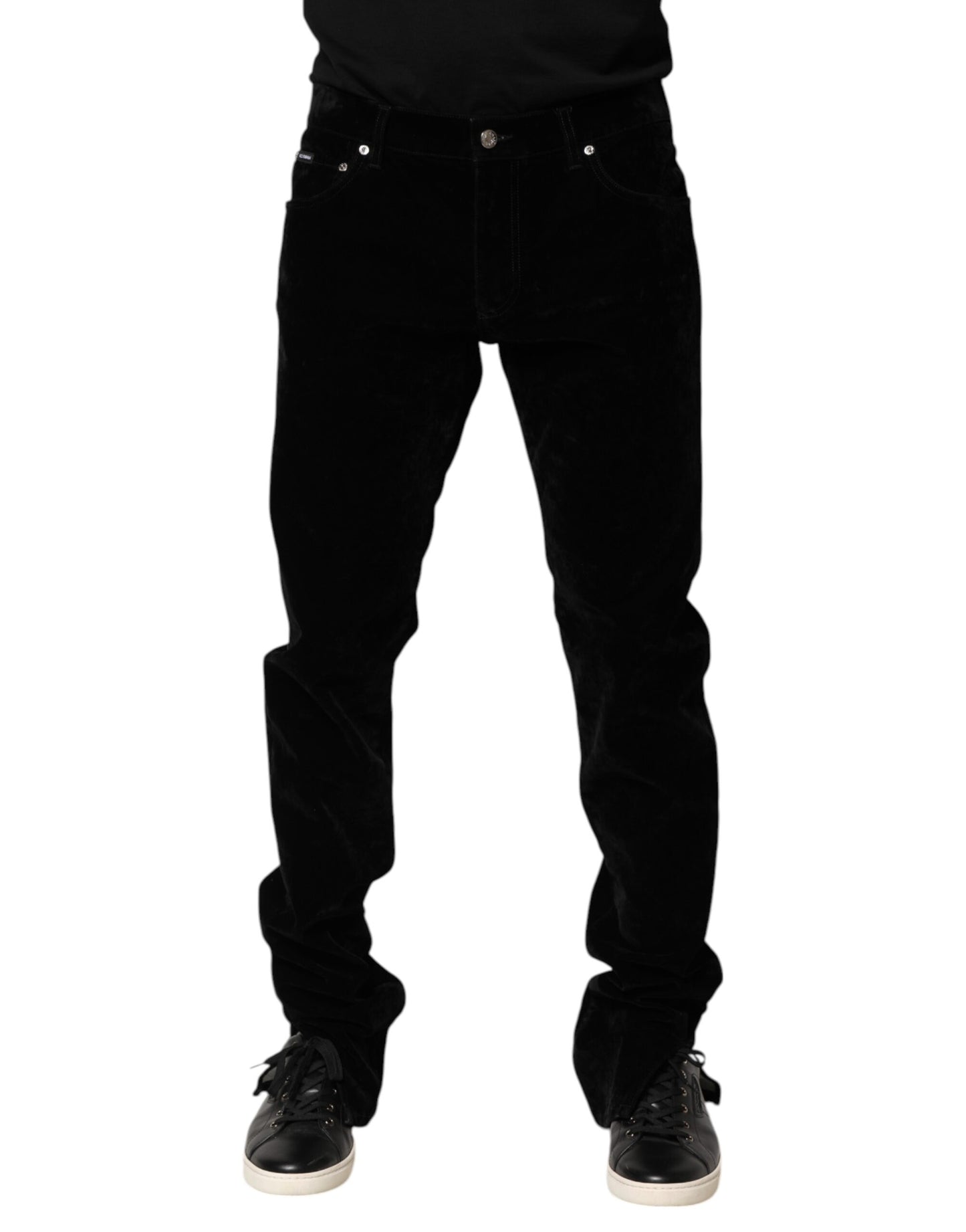 Dolce &amp; Gabbana Black Cotton Men Dress Formal Trouser Pants