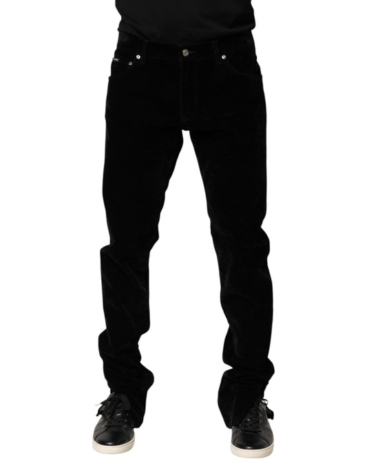 Dolce &amp; Gabbana Black Cotton Men Dress Formal Trouser Pants